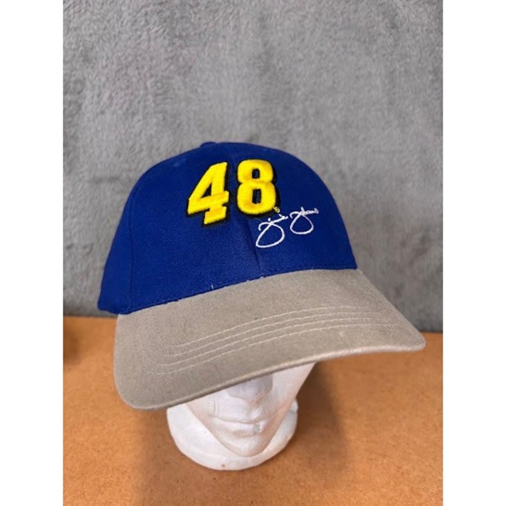 NASCAR Jimmie‎ Johnson 48 Lowe's Racing Hat Blue Tan Adjustable Baseball Cap